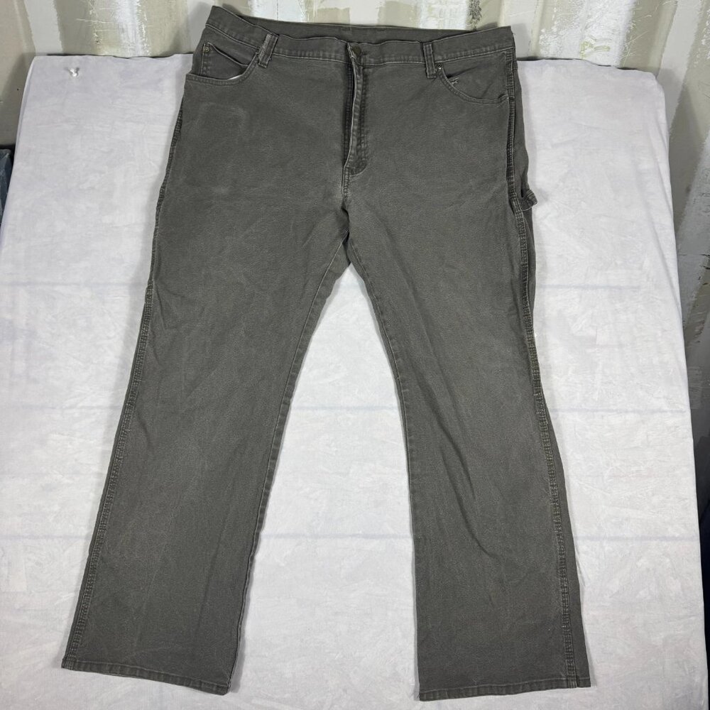 Dickies Men's Duck Carpenter Pants Green Workwear Straight Leg Stretch 40x32